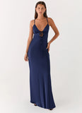 Flora Satin Maxi Dress Navy