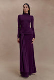 Grayson Knit Chiffon Maxi Dress Plum