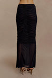 Matilda Ruched Mesh Maxi Skirt Black