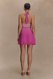 Malakhai Chiffon Halter Mini Dress Ombre Pink