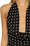 North Black Polka Dot Cowl Neck Maxi Dress