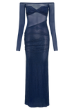 Nash Diamante Off Shoulder Maxi Dress Navy