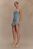 Alessia Embroidered Denim Mini Skirt Light Vintage