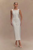 Reyna Denim Midi Dress White