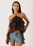 Inna Frill Halter Top Chocolate