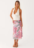 Valley Midi Skirt Pink Floral