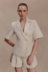 Martine Short Sleeve Linen Top Natural