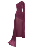 Asher Slinky One Shoulder Maxi Dress Neutral Plum
