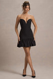 Koko Black Sweetheart Mini Dress With Ruffle Hem