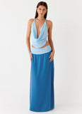 Blushing Bloom Maxi Skirt Baby Blue
