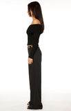 Marlin Black Off Shoulder Long Sleeve Top