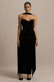 Paloma Black Velvet Bandeau Maxi Dress With Scarf