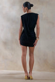 Amy Black Plunge Neck Mini Dress With Draped Detailing
