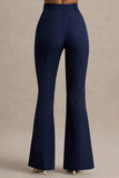 Jada Navy Tailored Flared Leg Trousers