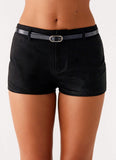 Katie Suede Mini Shorts Black