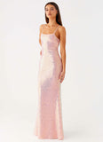 Attitude Knit Sequin Maxi Dress Iridescent Pink