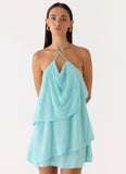 On The Go Beaded Mini Dress Turquoise