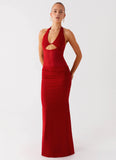 Billen Halter Maxi Dress Red