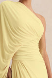 Sabella Lemon Asymmetric Neck Maxi Dress