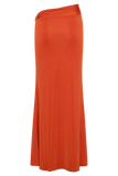 Ainsley Asymmetrical Maxi Skirt With Floral Hardware Burnt Orange