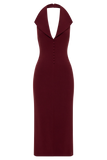 Annita Crepe Halter Midi Dress Merlot