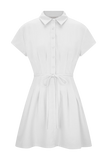 Aysha Buttoned Linen Mini Dress White
