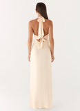 Heavy Hearted Satin Maxi Dress Pearl