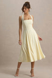 Auburn Pale Lemon Halter Neck Midi Dress