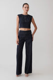 Sienna Flare Mid Rise Denim Jeans Indigo Pinstripe