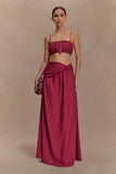 Scottie Shirred Linen Bandeau Wine