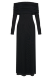 Josie Off Shoulder Mesh Maxi Dress Black