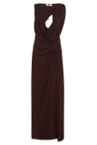 Oria Chiffon Maxi Dress Cacao Brown