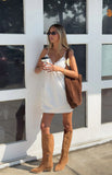 Sweet Pea White Tie Mini Dress