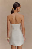 Steph Strapless Linen Mini Dress White