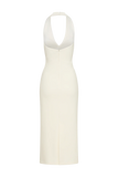 Annita Crepe Halter Midi Dress Ivory