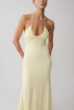 Maely Gathered Slinky Maxi Dress Lemon