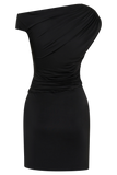 Alyn Off Shoulder Draped Mini Dress Black