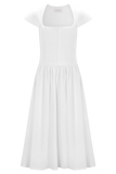 Ayla Cotton Fit And Flare Midi Dress White
