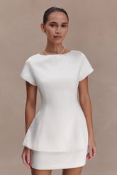 Adeline Short Sleeve Satin Top White