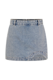 Alessia Embroidered Denim Mini Skirt Light Vintage