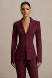 Wonder Woman Burgundy High Waist Tailored Trousers With Hem Split