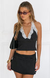 Casper Black Polka Dot Halter Neck Top