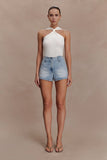 Erin Mid Rise Denim Shorts Washed Light Blue