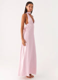 Alicia Satin Halter Maxi Dress Baby Pink