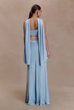 Pilar Strapless Satin And Lace Maxi Dress Cornflower Blue