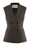 Penelope Suiting Sleeveless Blazer Chocolate