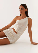Seranella One Shoulder Mini Dress Ivory