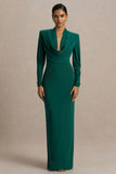 Kaylee Bottle Green Cowl Neck Maxi Dress With Draping Details