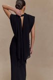 Giulia Chiffon Draped Maxi Dress Black