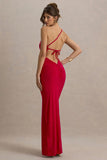 Dressing Up Red One Shoulder Maxi Dress With Open Back Detail